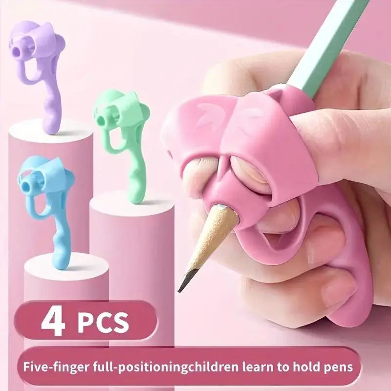 Pen Grip Corrector, 4 Counts Writing Posture Aid, Soft Rubber Pen Grip, Handwriting Aid Correction Tool, Office Stationery & Supplies