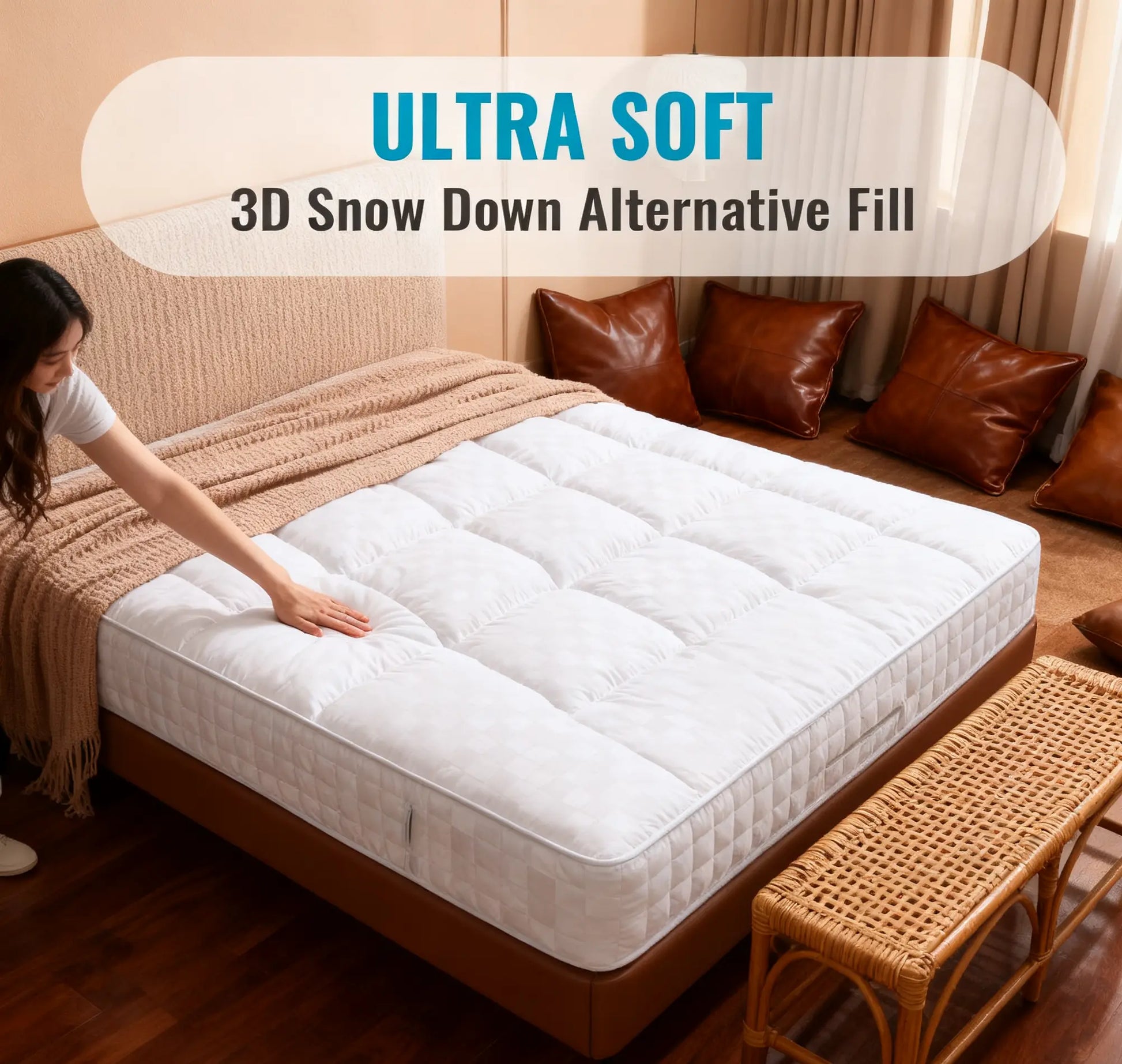 Wecharmer Premium 1000 GSM Microfiber Mattress Topper - Extra Thick Down-Alternative Plush Pad with 8-21" Deep Pocket | Cooling, Fluffy & Perfect for Cloud-Like Sleep