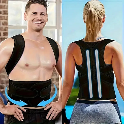 OLLAS Adjustable Back Support for Men & Women | Upper and Lower Back Stabilization with Waist Stability, Breathable Mesh Design | Casual Posture Corrector