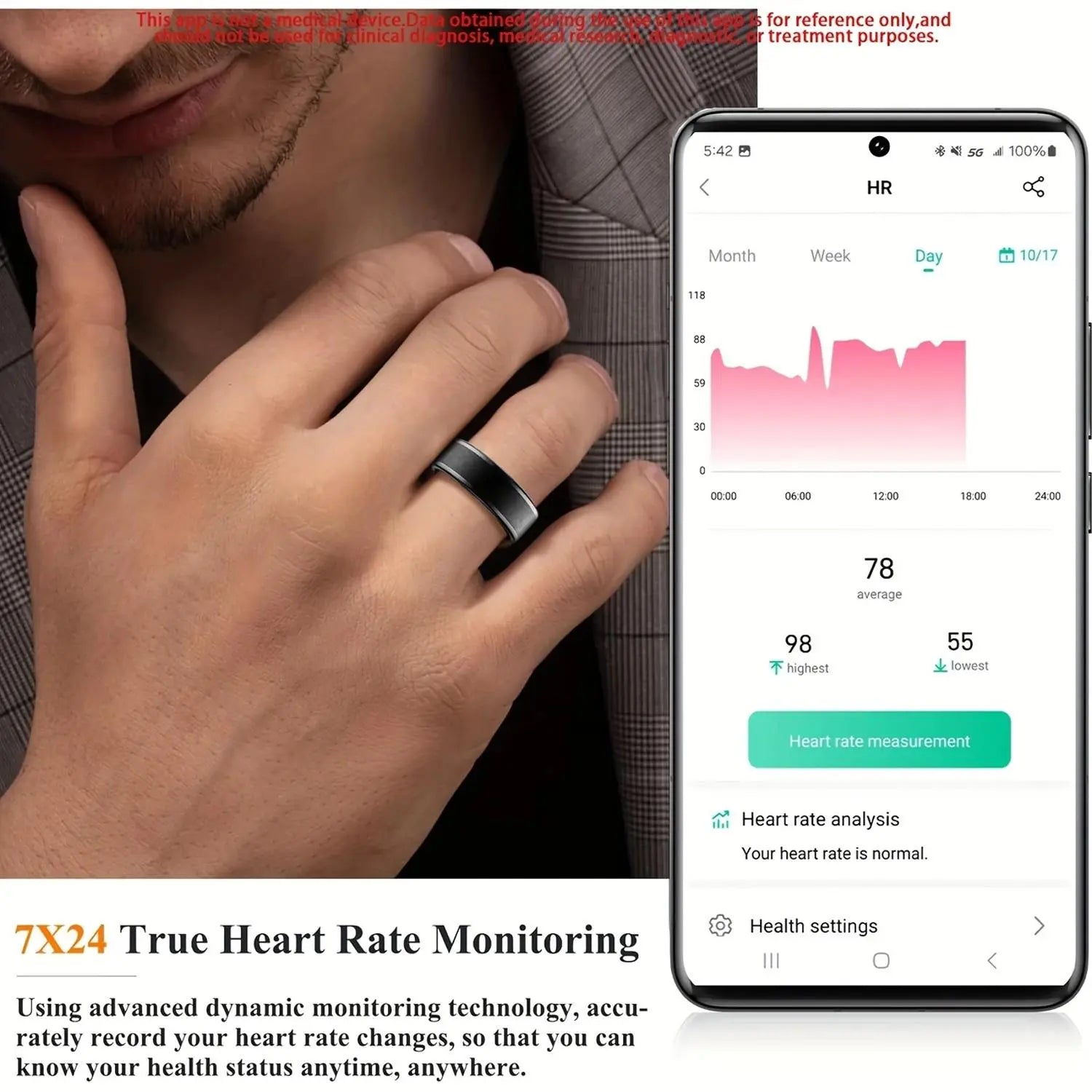 Smart Ring, Fitness Tracker with Wireless Charging Case, Sleep Tracker, Heart Rate Monitor, Multifunctional Sports Ring for Women & Men, Wearable