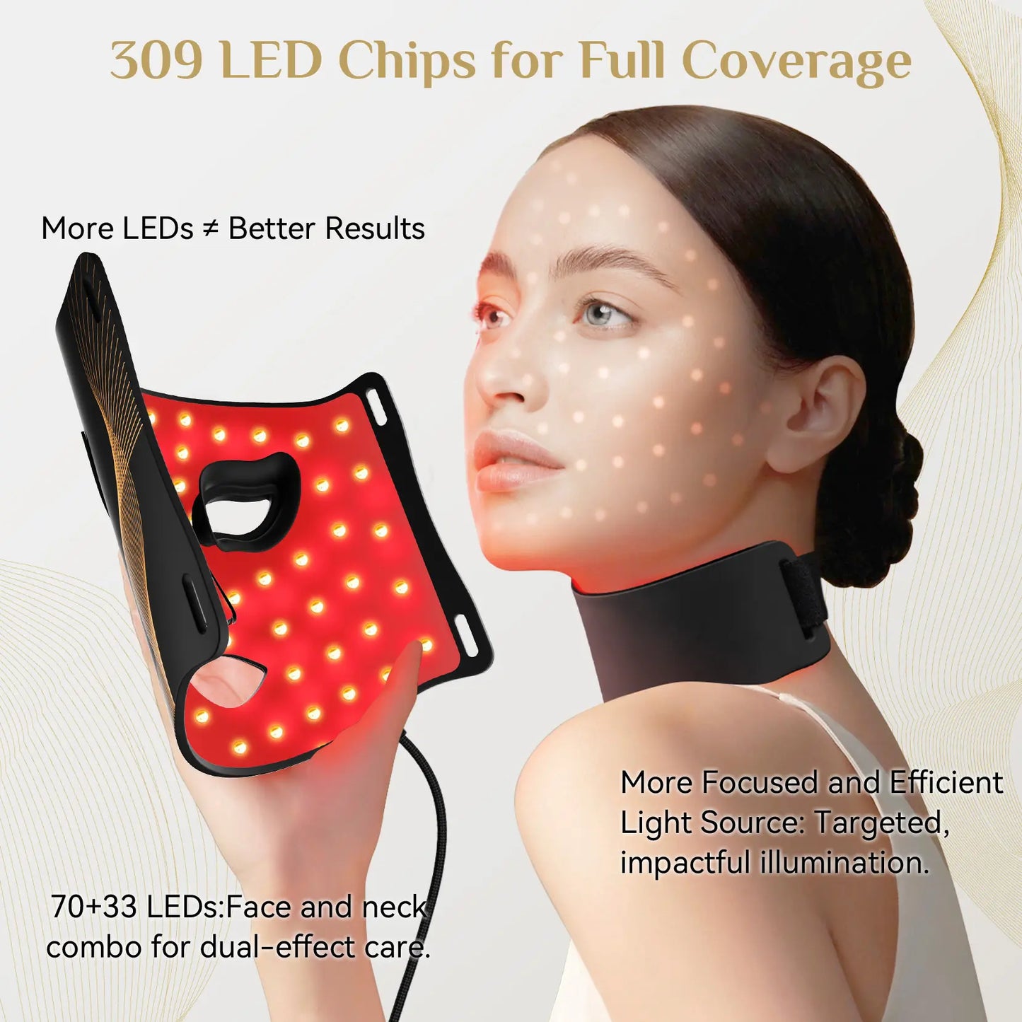 FOLOKR Red Light LED Mask – Home & Travel Skin Care, Face & Neck Rejuvenation, Relax & Sleep Friendly