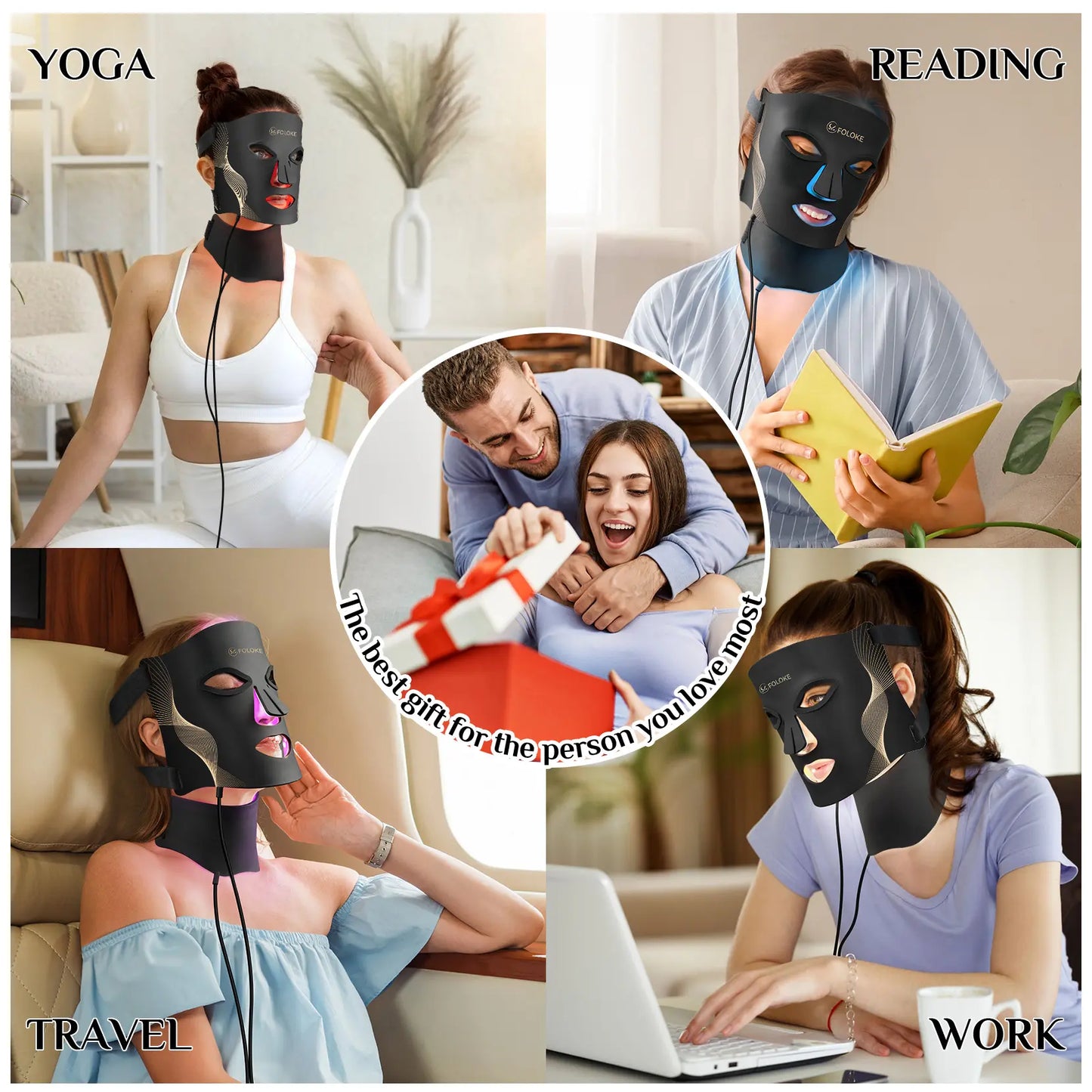 FOLOKR Red Light LED Mask – Home & Travel Skin Care, Face & Neck Rejuvenation, Relax & Sleep Friendly