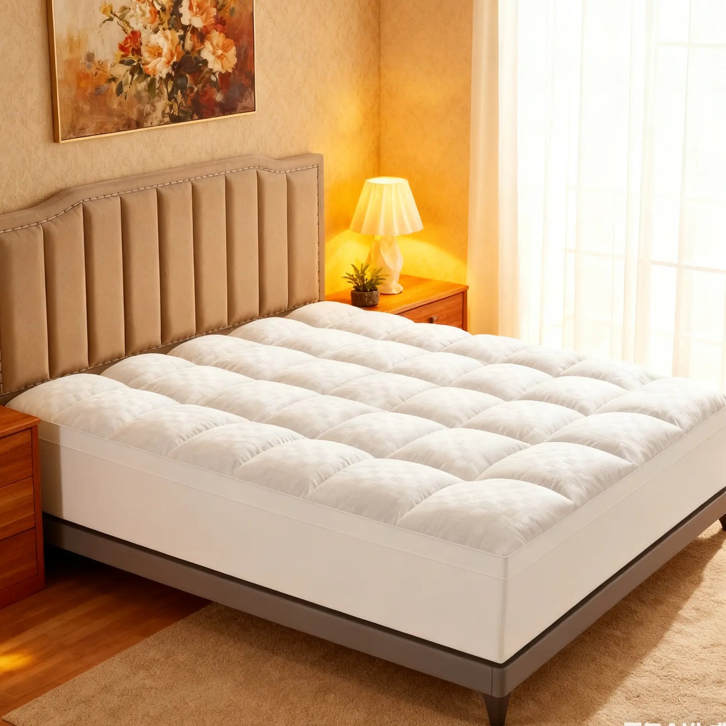 Wecharmer Premium 1000 GSM Microfiber Mattress Topper - Extra Thick Down-Alternative Plush Pad with 8-21" Deep Pocket | Cooling, Fluffy & Perfect for Cloud-Like Sleep