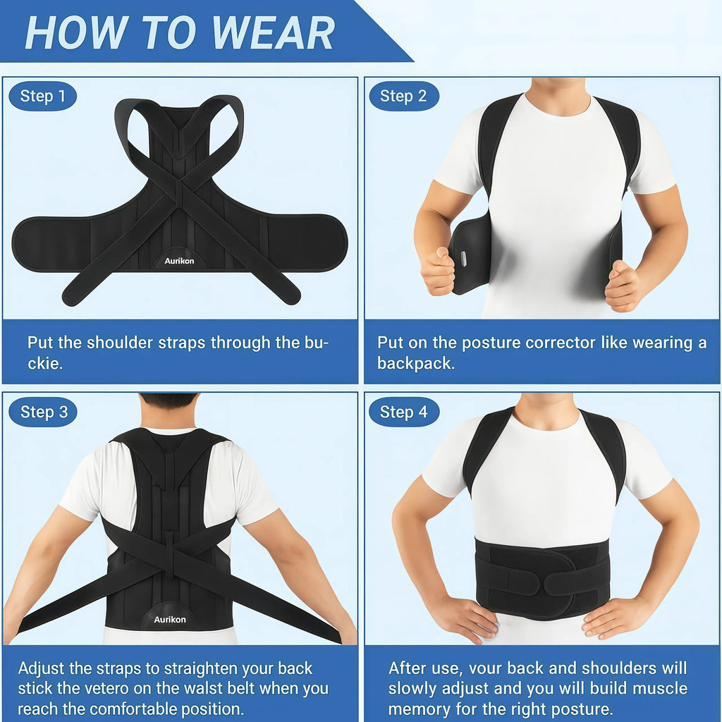 Posture Corrector Brace – Adjustable Back Support for Men & Women, Relieve Pain, Improve Posture at Home & Office Fathersdaygift