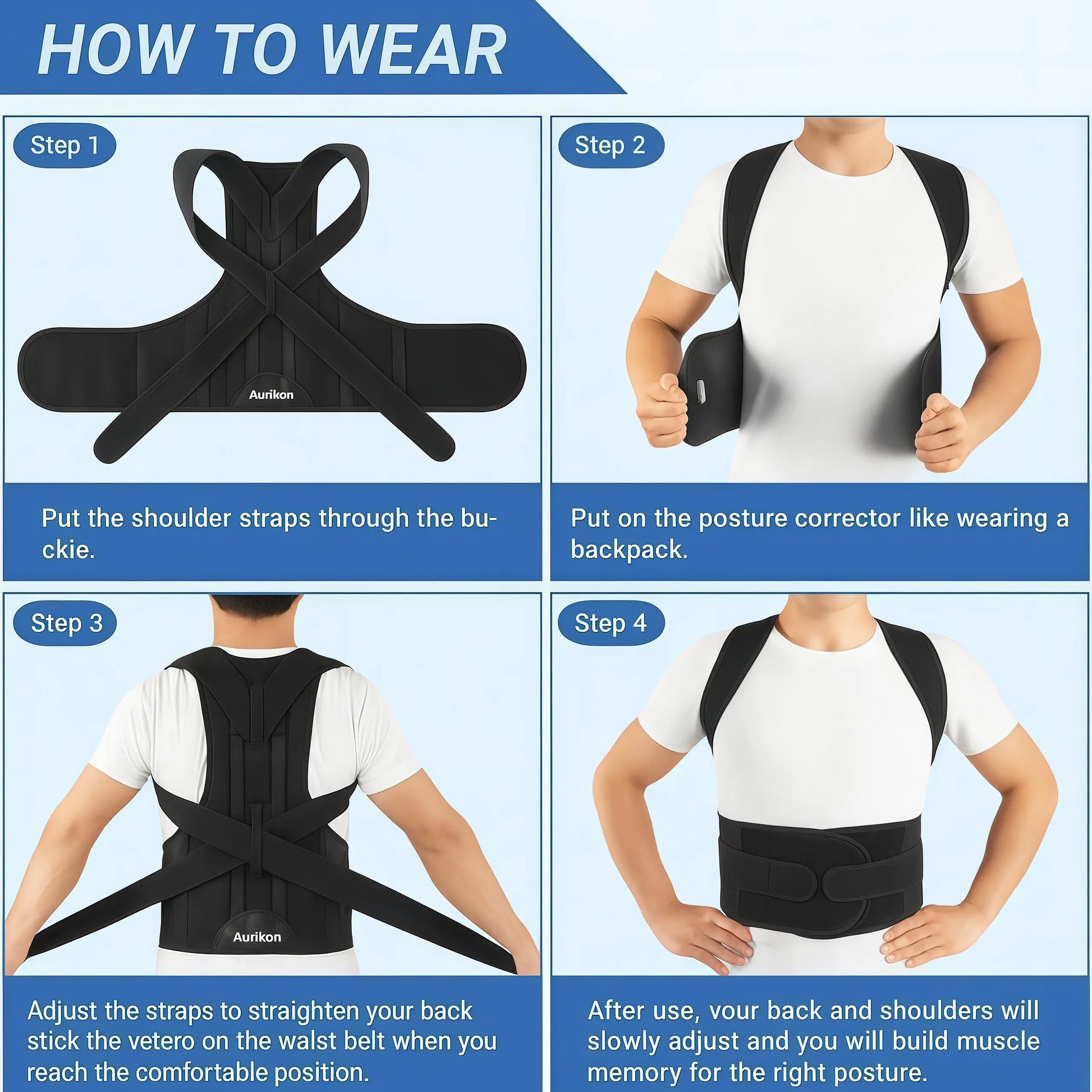 Posture Corrector Brace – Adjustable Back Support for Men & Women, Relieve Pain, Improve Posture at Home & Office Fathersdaygift