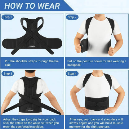 Posture Corrector Brace – Adjustable Back Support for Men & Women, Relieve Pain, Improve Posture at Home & Office Fathersdaygift