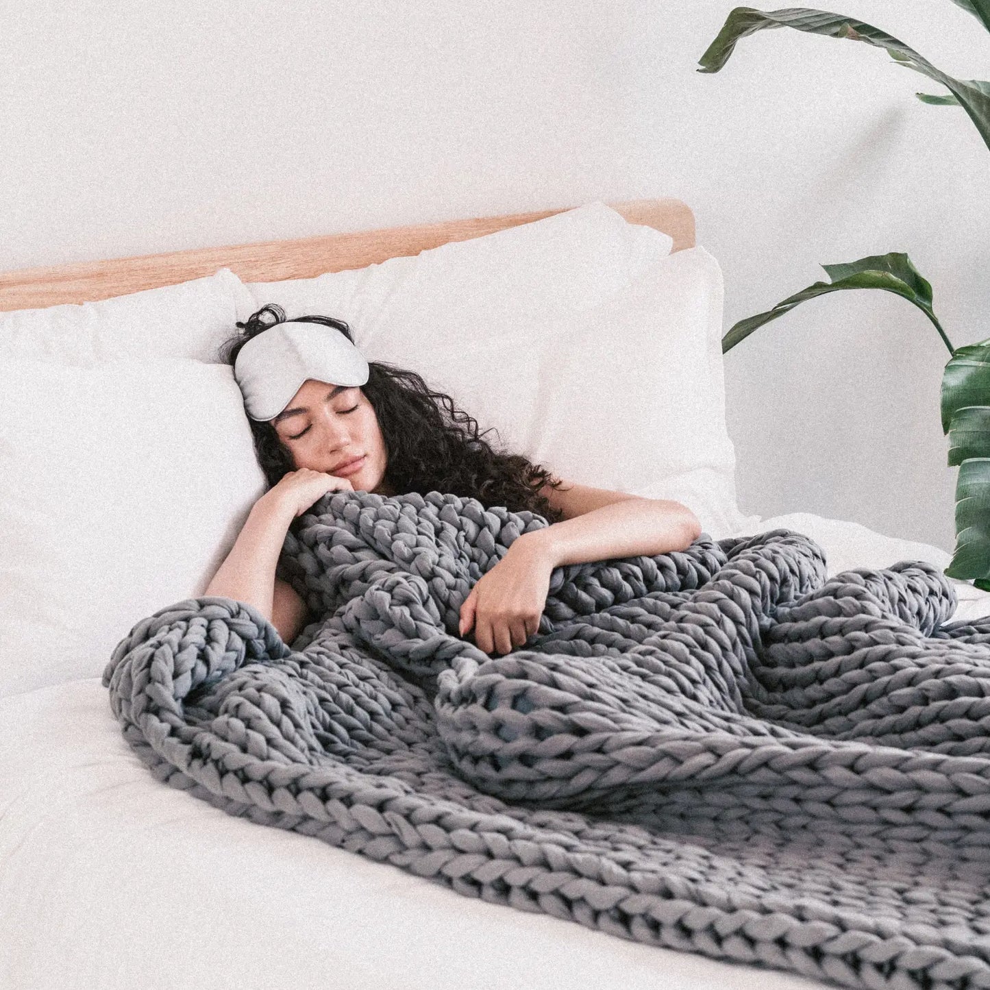 The Cuddler Hand-Knit Weighted Blanket | Ash