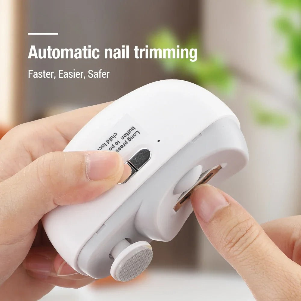 Electric Nail Clipper and Polisher with LED Light | Automatic Rechargeable Nail Trimmer for Baby and Adult | Safe Nail Cutter Manicure Tool