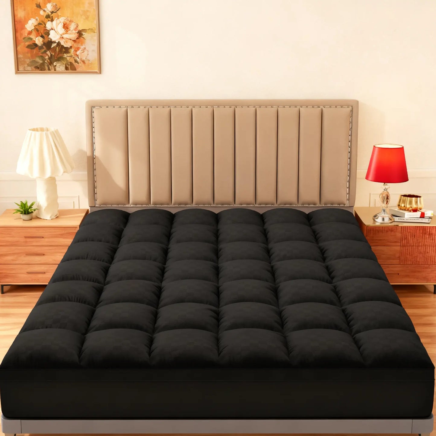 Wecharmer Premium 1000 GSM Microfiber Mattress Topper - Extra Thick Down-Alternative Plush Pad with 8-21" Deep Pocket | Cooling, Fluffy & Perfect for Cloud-Like Sleep