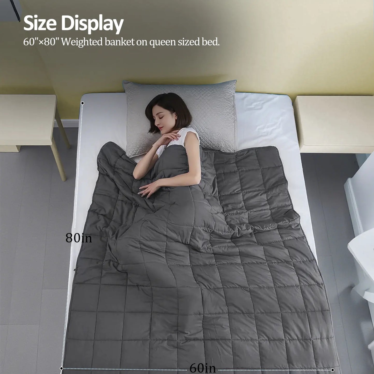 Smart Queen Weighted Blanket 20 Lbs for Adults (60"X 80"Qveen Size) Heavy Blanket, Breathable Cotton with Naturaglass Beads