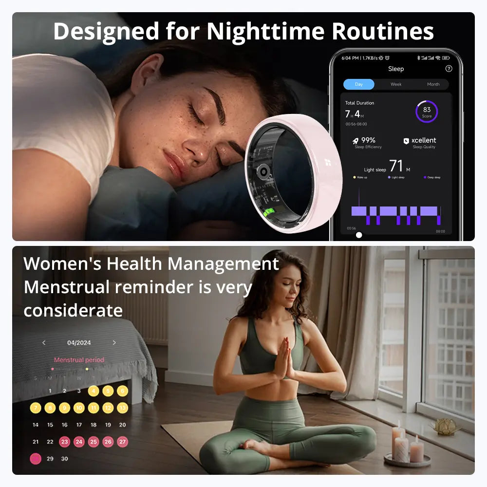 COLMI R02 Cer Smart Ring Wearable Temperature AI Sleep Cycle Reminder Fitness Smartring for Women No Subscription