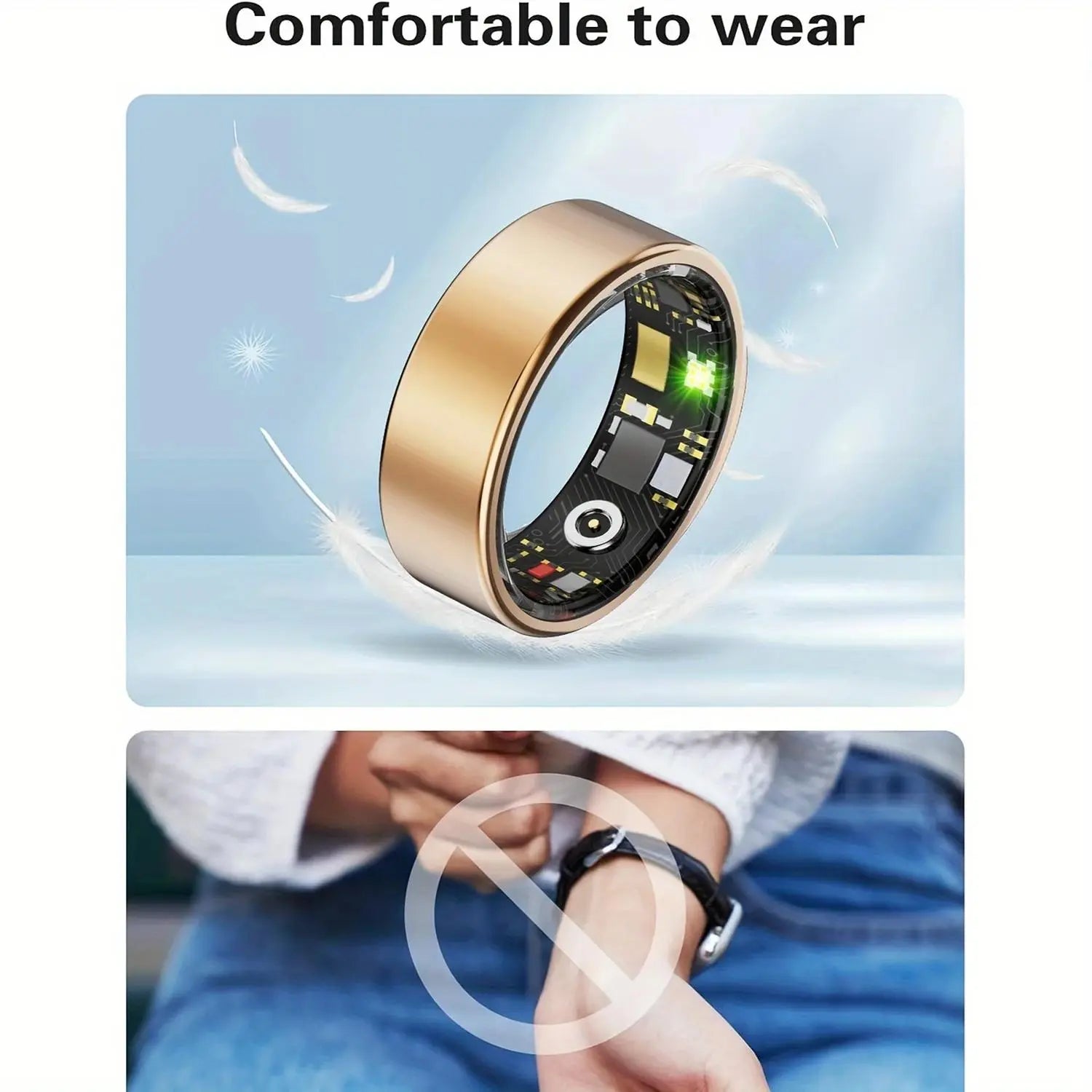 Smart Ring, Fitness Tracker with Wireless Charging Case, Sleep Tracker, Heart Rate Monitor, Multifunctional Sports Ring for Women & Men, Wearable