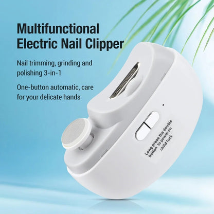 Electric Nail Clipper and Polisher with LED Light | Automatic Rechargeable Nail Trimmer for Baby and Adult | Safe Nail Cutter Manicure Tool