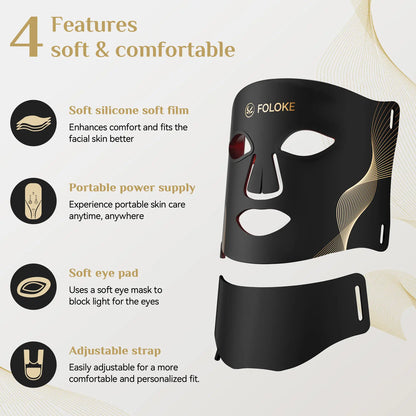 FOLOKR Red Light LED Mask – Home & Travel Skin Care, Face & Neck Rejuvenation, Relax & Sleep Friendly