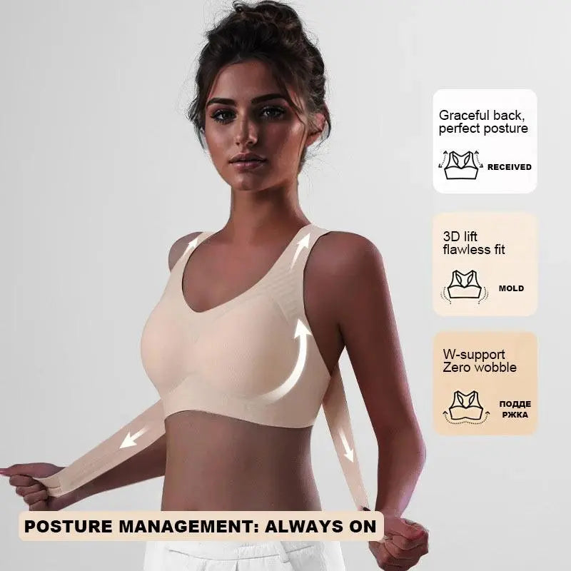 Posture Corrector Bra,2-In-1- Supportiveshapewear for Back Pain Relief & Shouldersupport for Womenunderwearseamless,Adjustable Support Forback& Shoulders