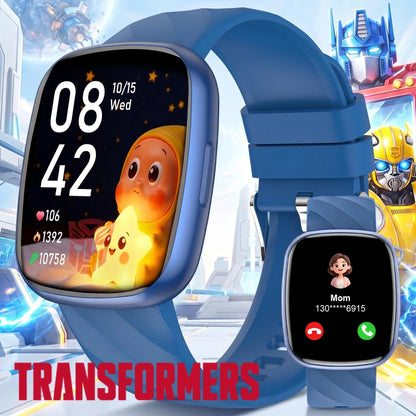 Transformers S60K Kids' Smartwatch 1.6-Inch Fitness Tracker with Heart Rate Monitor, Sleep Tracking, IP68 Water Resistance, 12/24-Hour Format, Educational Toys & Birthday Gifts for Girls Ages 6-12 - Wearable, Adjustable Wearable Adjustable Bluetooth Wrist