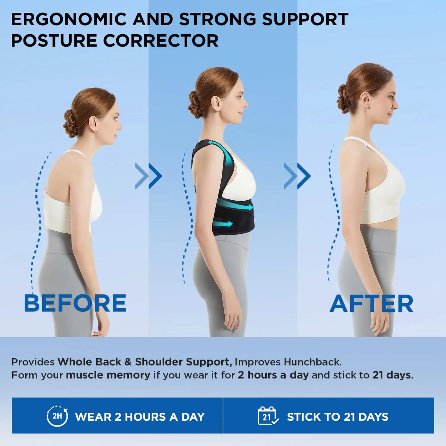 Vicorrect Posture Corrector for Men and Women Support: Posture Brace for Men and Women - Shoulders Straightener Relieve Upper Back Pain