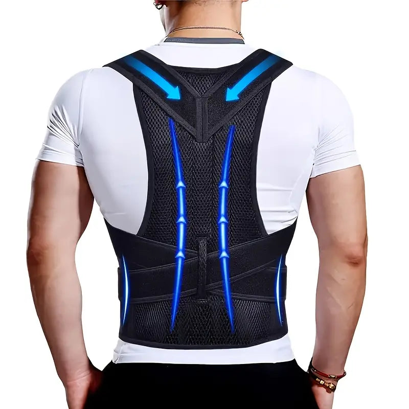OLLAS Adjustable Back Support for Men & Women | Upper and Lower Back Stabilization with Waist Stability, Breathable Mesh Design | Casual Posture Corrector