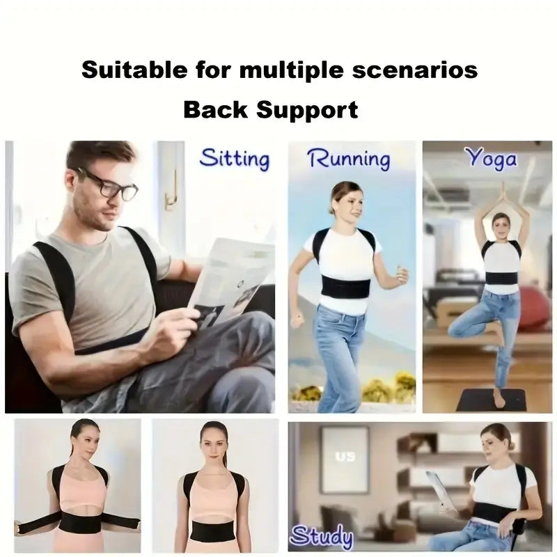 OLLAS Adjustable Back Support for Men & Women | Upper and Lower Back Stabilization with Waist Stability, Breathable Mesh Design | Casual Posture Corrector