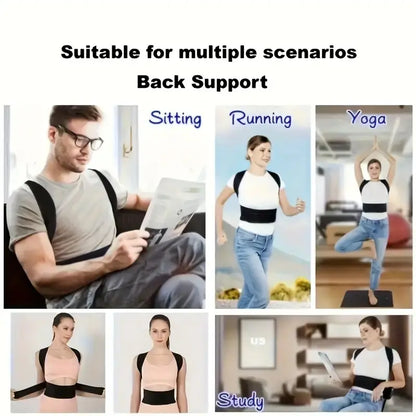 OLLAS Adjustable Back Support for Men & Women | Upper and Lower Back Stabilization with Waist Stability, Breathable Mesh Design | Casual Posture Corrector