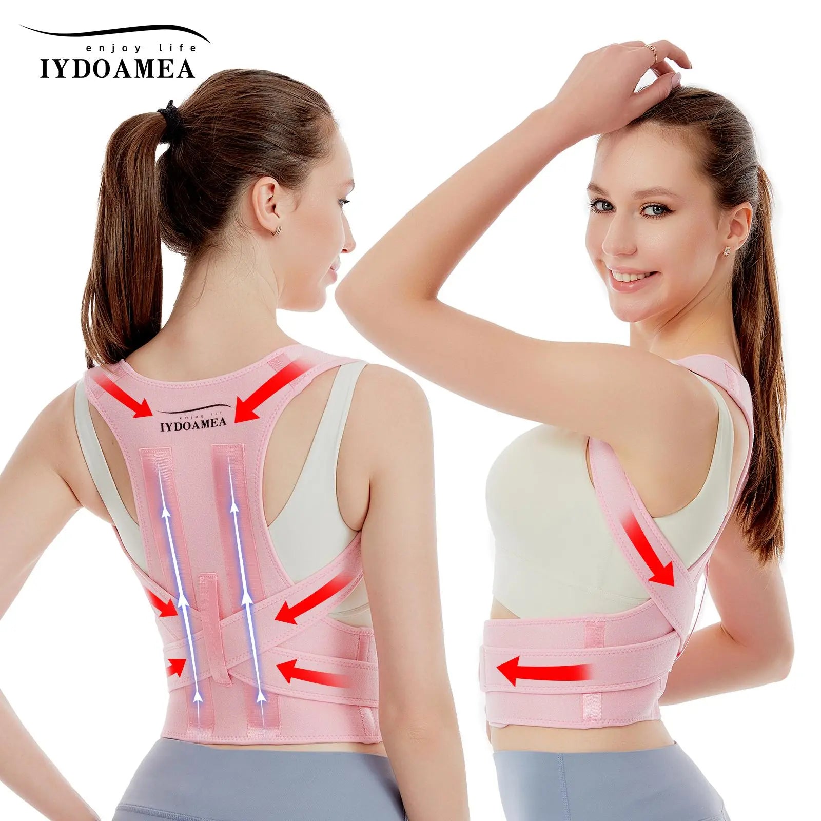 Iydoamea Back Support Belts Posture Corrector Back Brace - (Order a Size Up) - Improves Posture and Provides for Lower and Upper Back Pain Women
