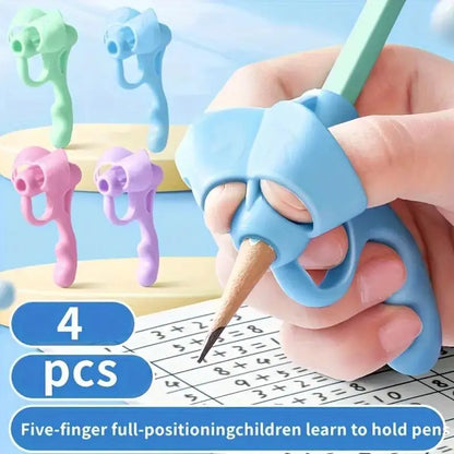 Pen Grip Corrector, 4 Counts Writing Posture Aid, Soft Rubber Pen Grip, Handwriting Aid Correction Tool, Office Stationery & Supplies
