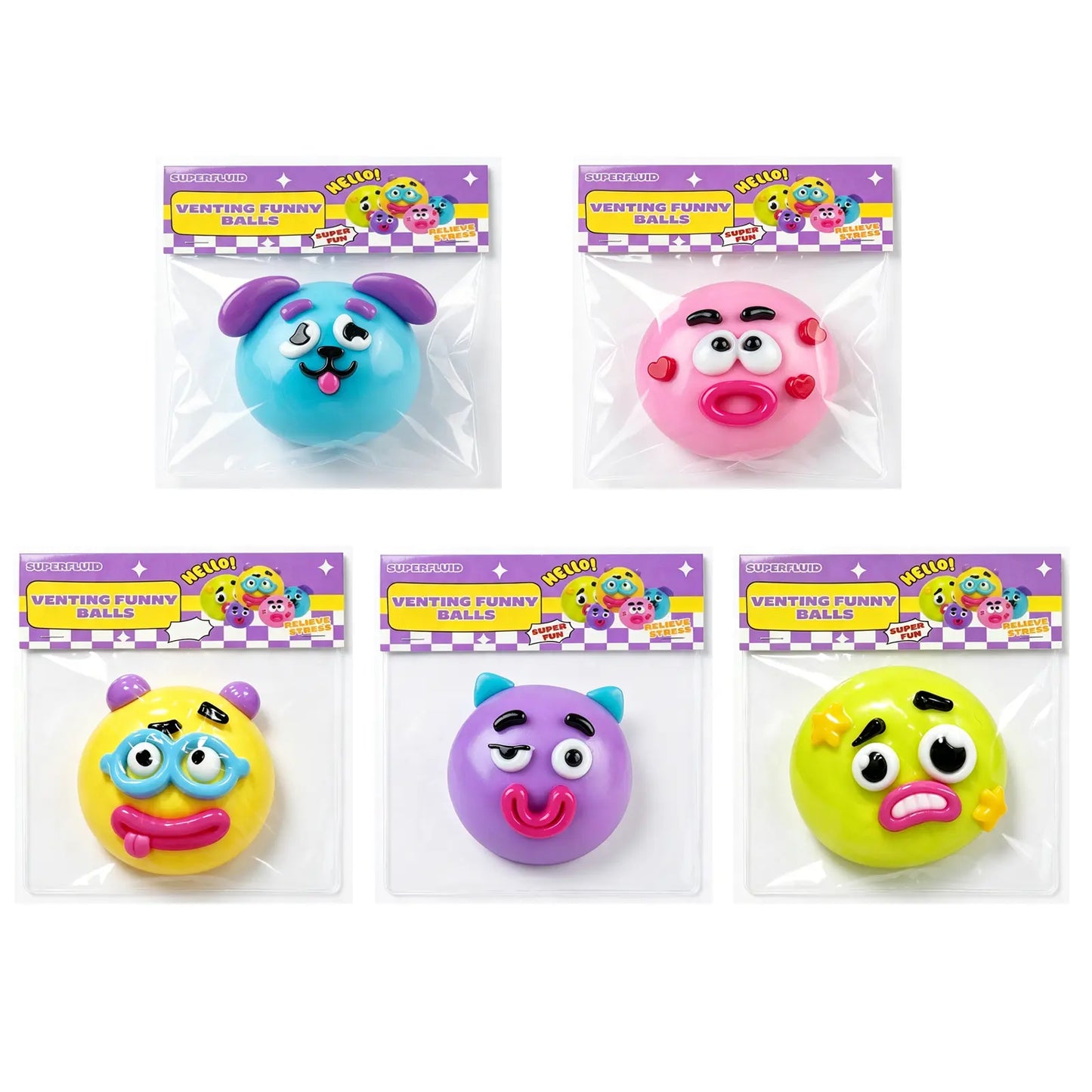 Ranbow Squishy Stress Balls - Curiosities Dog Face DIY Face Swap Squishy Soft Moldable Cute Relaxing Sensory Fidget Relief Anxiety Stress Fun Desk Accessory for Adults