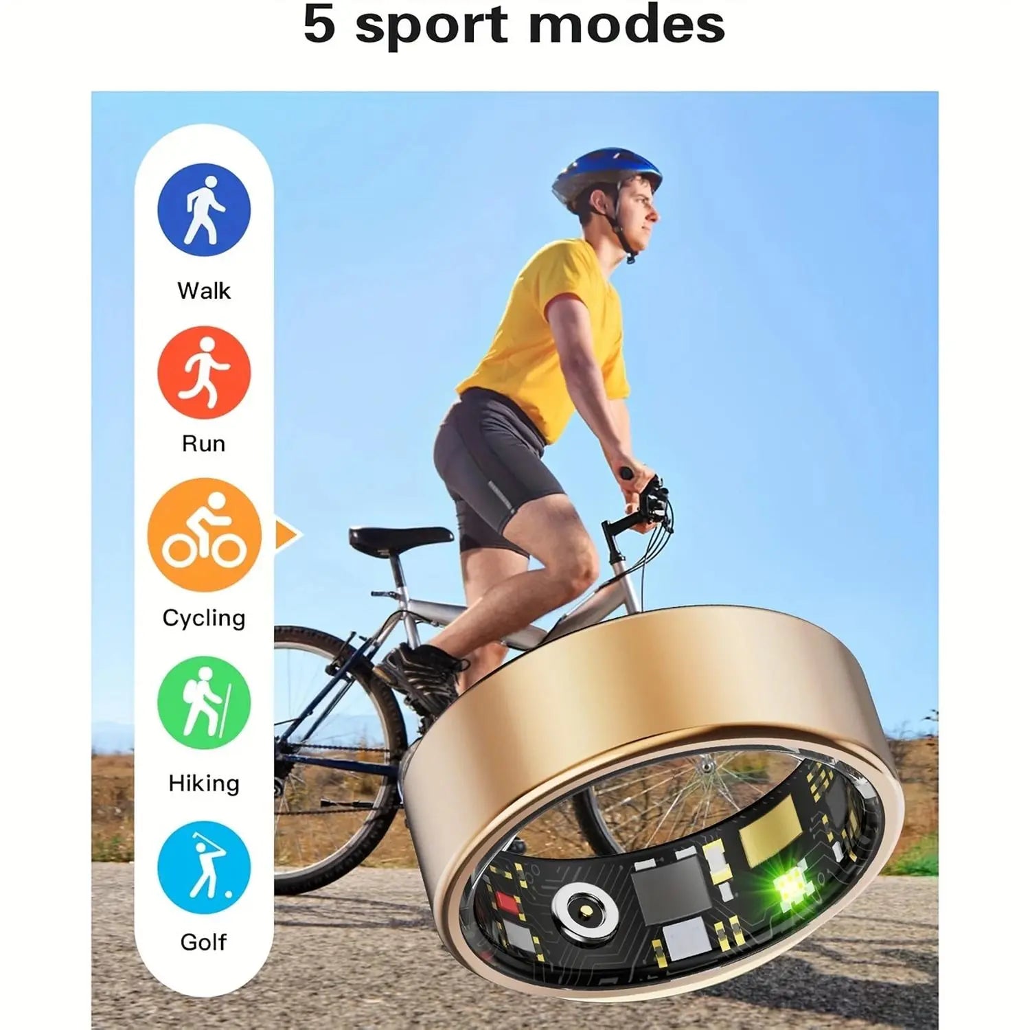 Smart Ring, Fitness Tracker with Wireless Charging Case, Sleep Tracker, Heart Rate Monitor, Multifunctional Sports Ring for Women & Men, Wearable