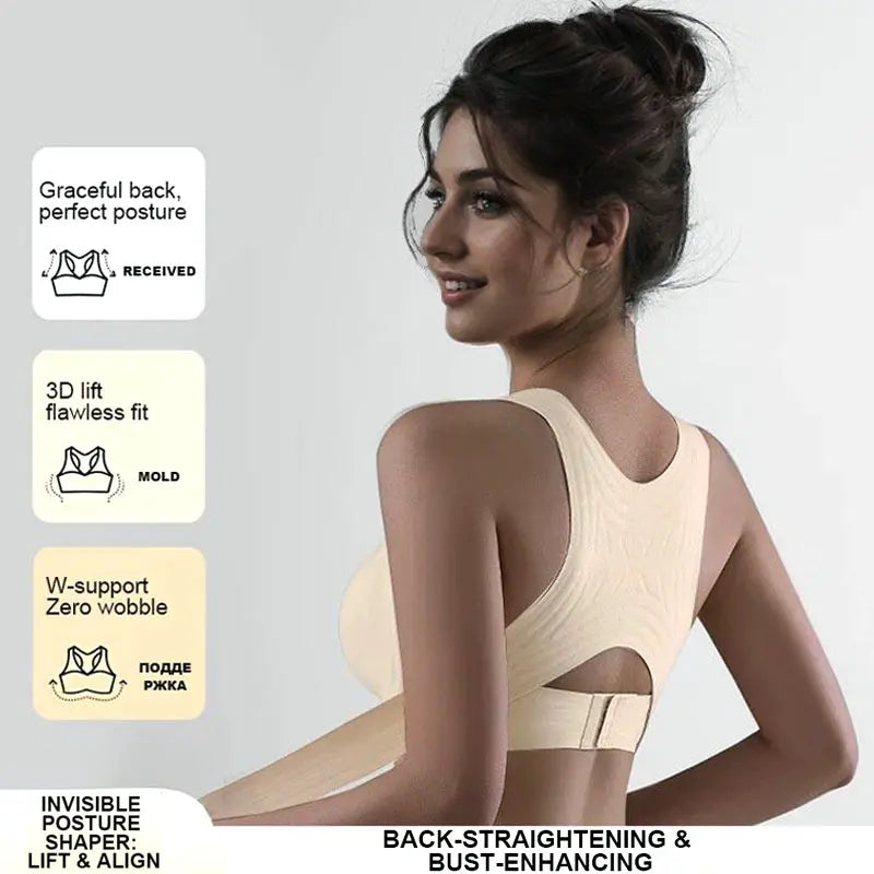 Posture Corrector Bra,2-In-1- Supportiveshapewear for Back Pain Relief & Shouldersupport for Womenunderwearseamless,Adjustable Support Forback& Shoulders