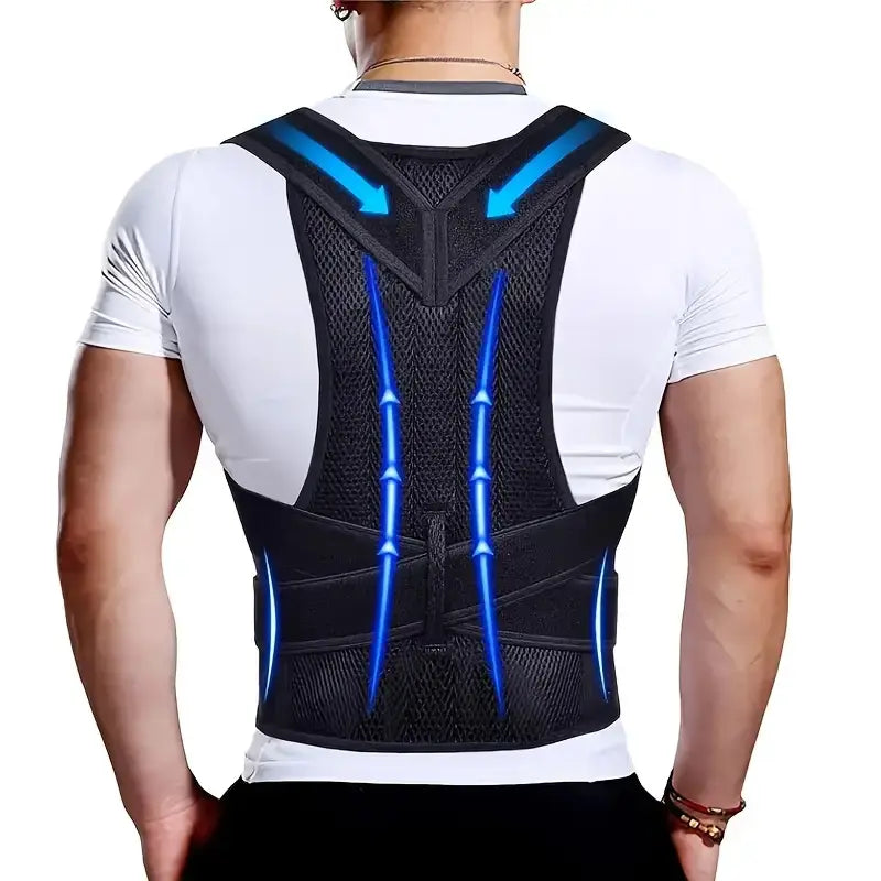 OLLAS Adjustable Back Support for Men & Women | Upper and Lower Back Stabilization with Waist Stability, Breathable Mesh Design | Casual Posture Corrector
