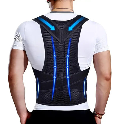 OLLAS Adjustable Back Support for Men & Women | Upper and Lower Back Stabilization with Waist Stability, Breathable Mesh Design | Casual Posture Corrector