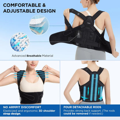 Vicorrect Posture Corrector for Men and Women Support: Posture Brace for Men and Women - Shoulders Straightener Relieve Upper Back Pain