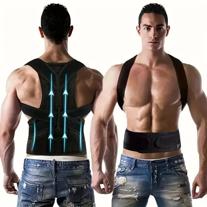 OLLAS Adjustable Back Support for Men & Women | Upper and Lower Back Stabilization with Waist Stability, Breathable Mesh Design | Casual Posture Corrector